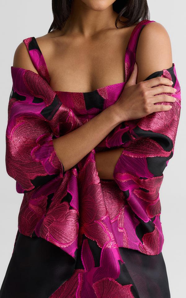 St. John Georgia Wrap In Floral Organza HTPK