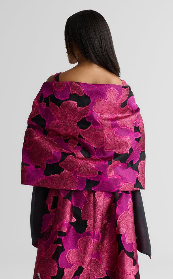 St. John Georgia Wrap In Floral Organza HTPK