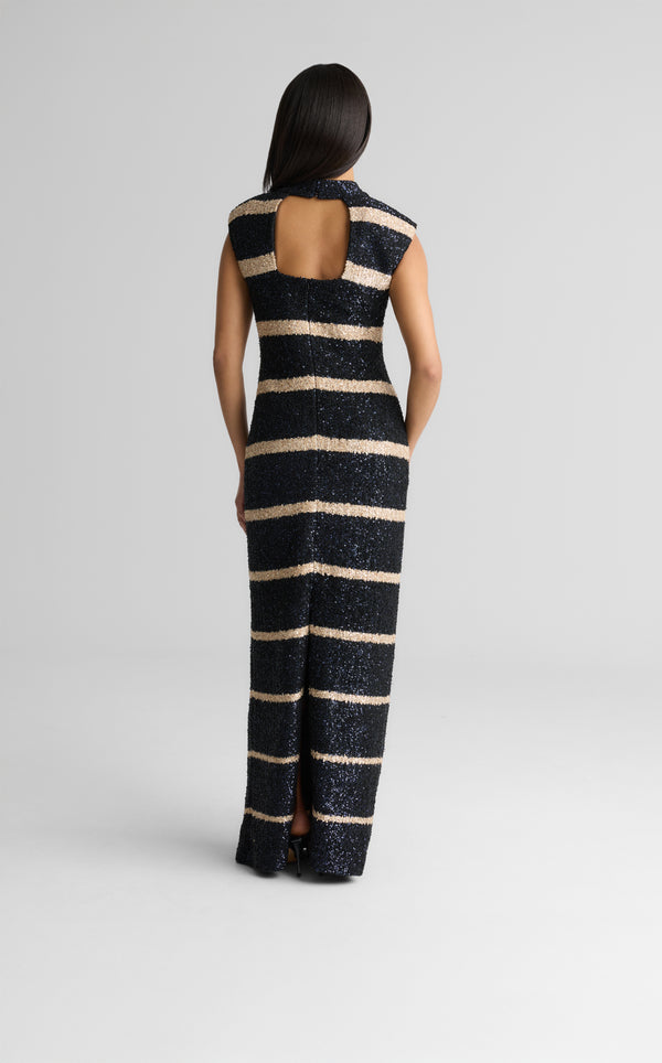 St. John Gina Gown In Stripe Sequin Knit ECBT