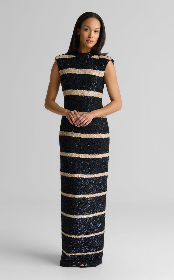 st. john Gina Gown in Stripe Sequin Knit ECBT