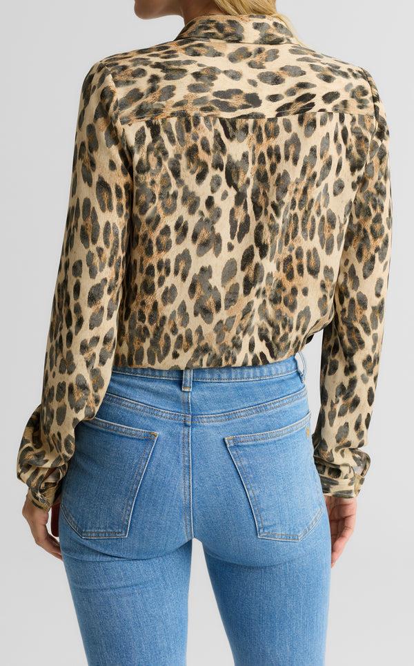 St. John Hannah Blouse In Leopard Print BRLT