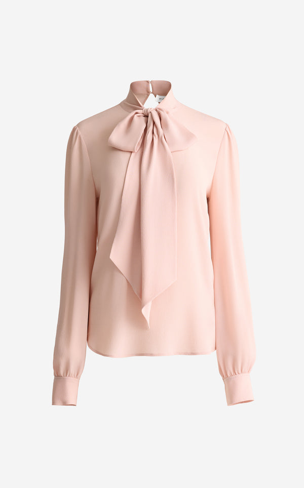 St. John Hannah Bow Blouse In Silk Crepe DSTP