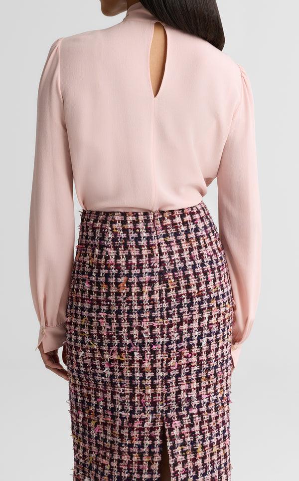 St. John Hannah Bow Blouse In Silk Crepe DSTP