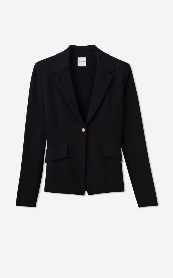 St. John Harper Jacket In Santa Roma Knit BKBK