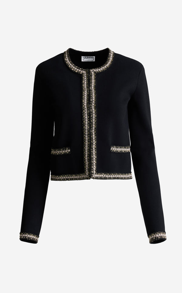 St. John Helen Jacket In Santa Roma Knit BKGD