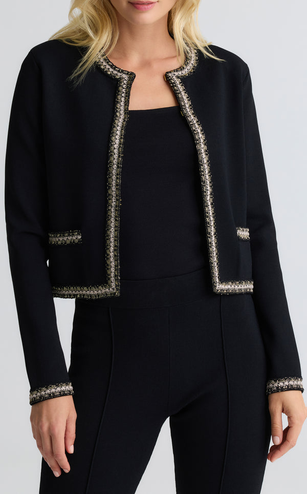 St. John Helen Jacket In Santa Roma Knit BKGD