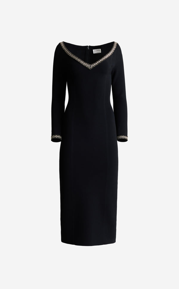 St. John Imani Dress In Santa Roma Knit BKGD