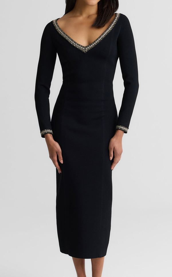 St. John Imani Dress In Santa Roma Knit BKGD