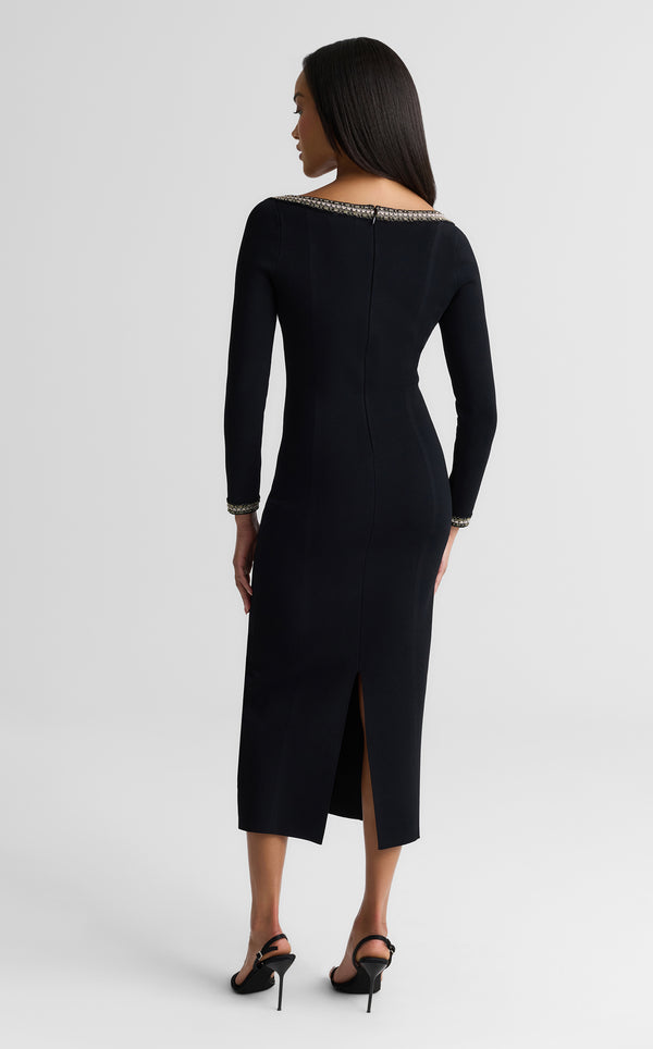 St. John Imani Dress In Santa Roma Knit BKGD