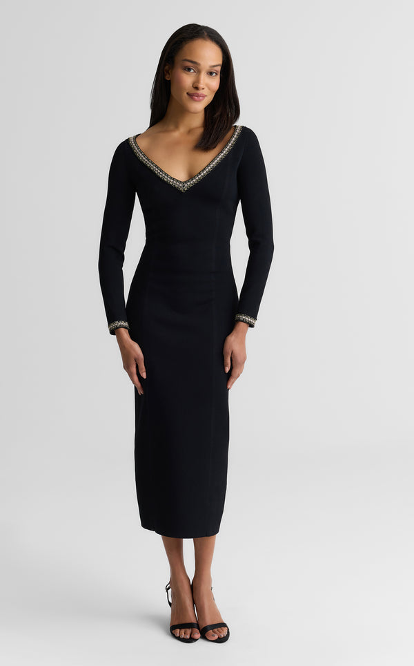 st. john Imani Dress In Santa Roma Knit BKGD