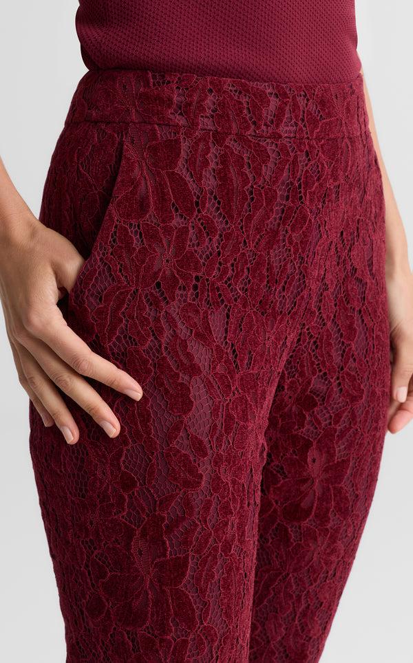 St. John Isabel Pant In Velvet Floral Lace BORX