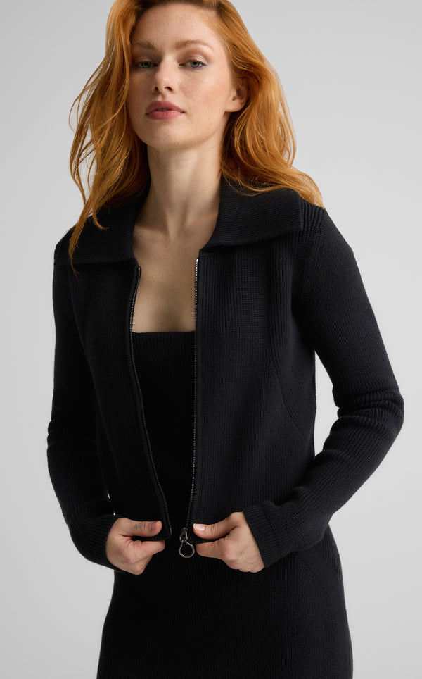 St. John Jasmine Cardigan In Redondo Rib Knit BK00