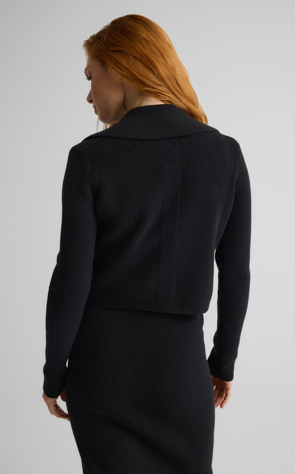St. John Jasmine Cardigan In Redondo Rib Knit BK00