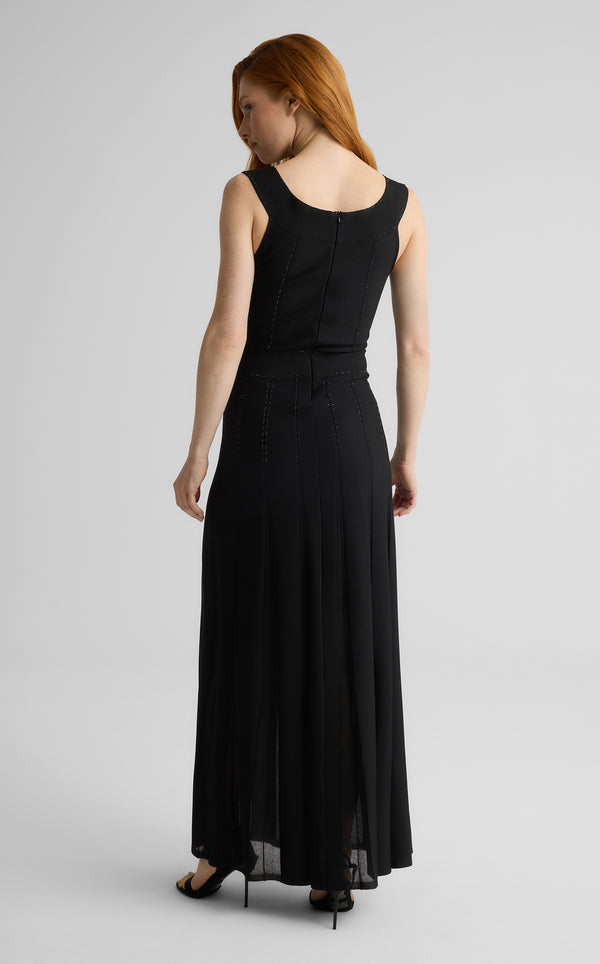 St. John Jean Gown In Grove Godet Knit BK00
