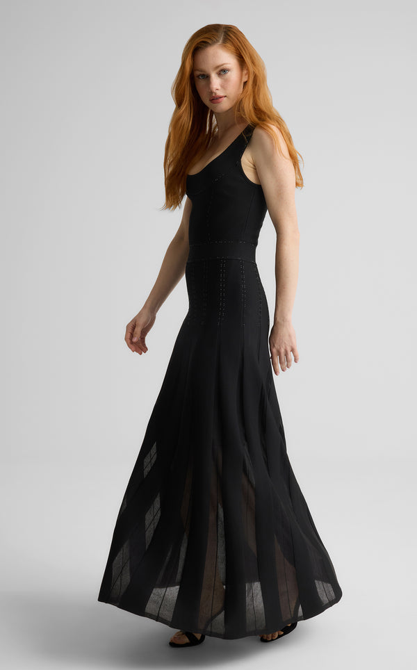 st. john Jean Gown in Grove Godet Knit BK00