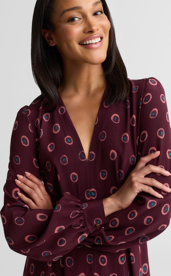 St. John Jill Dress In Abstract Ink Print BODP