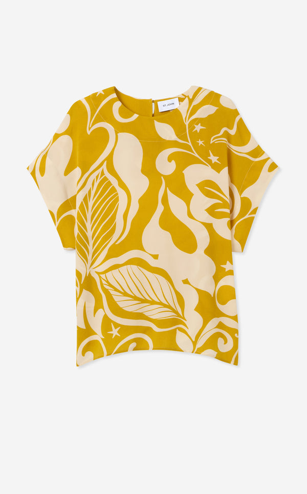 St. John Joan Top In Leaf Print ECGU