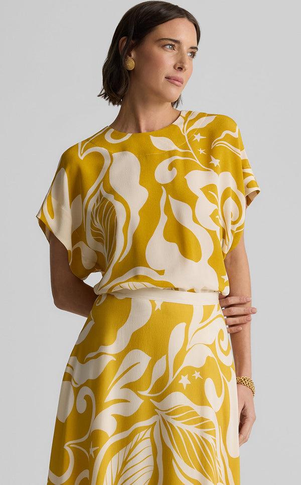 st. john Joan Top in Leaf Print ECGU