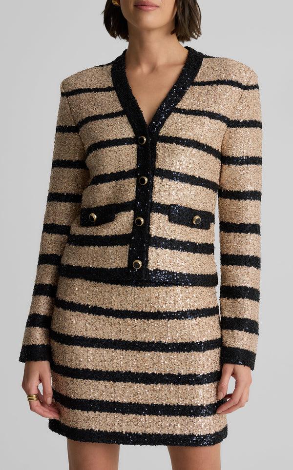 St. John Jolene Jacket In Stripe Sequin Knit ECBT