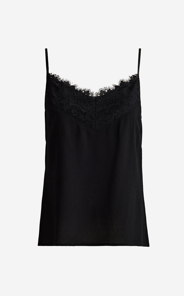 St. John Lana Cami In Lace Silk Crepe BK00