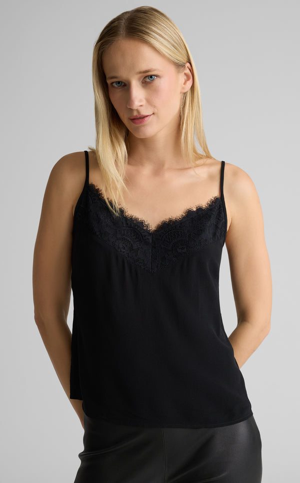st. john Lana Cami in Lace Silk Crepe BK00