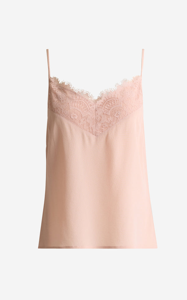 St. John Lana Cami In Lace Silk Crepe RSQT