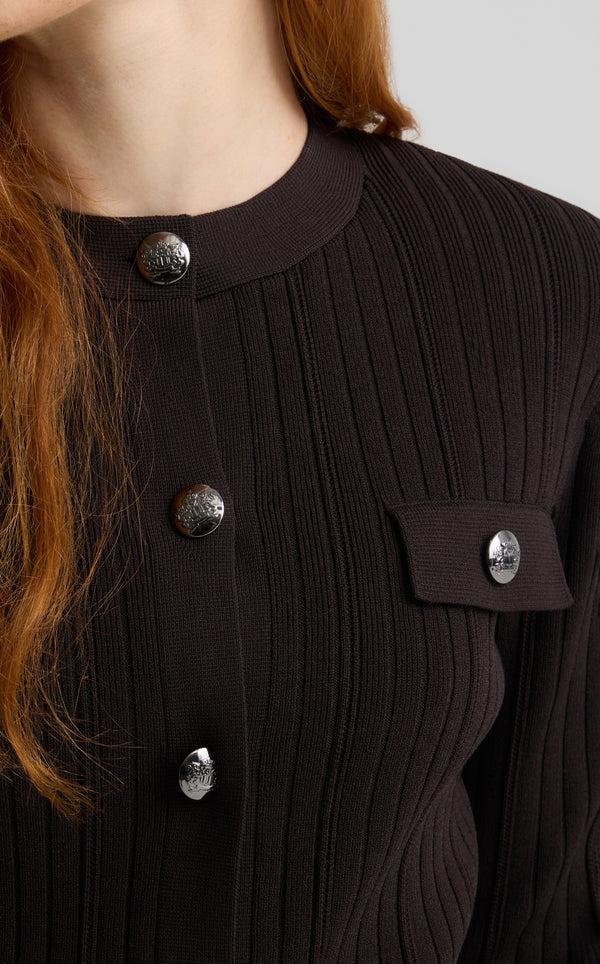 St. John Libby Jacket In Robinson Rib Knit MOCH