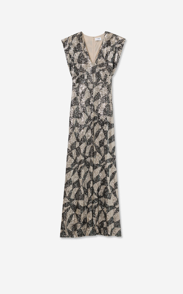St. John London Gown In Stretch Geo Paillettes ECBI