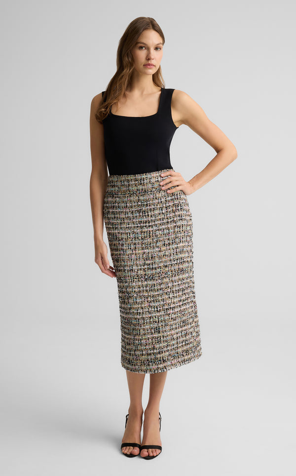 St. John Loren Skirt In Cienega Tweed AQBK