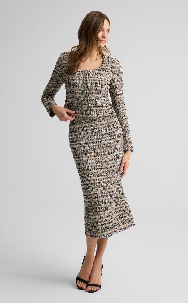 st. john Loren Skirt in Cienega Tweed AQBK