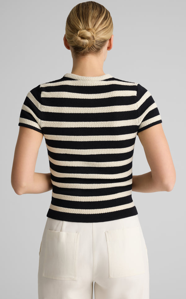 St. John Lori Sweater In Breton Stripe Knit BLEM