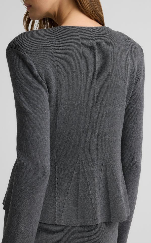 St. John Maura Jacket In Engineered Rib Knit DGMG