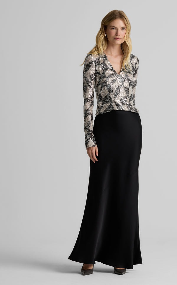 st. john Megan Top in Stretch Geo Paillettes ECBI