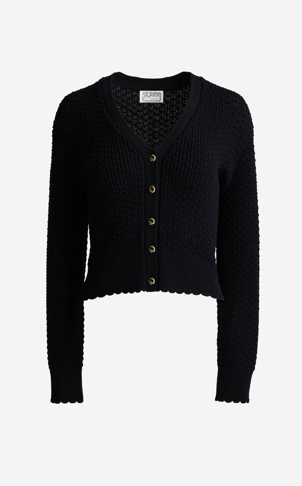 St. John Melody Cardigan In Perlé Crepe Knit BK00