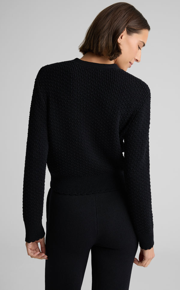 St. John Melody Cardigan In Perlé Crepe Knit BK00