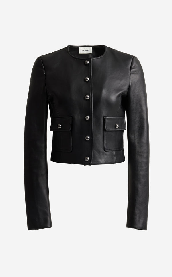 St. John Nadine Jacket In Leather BK00