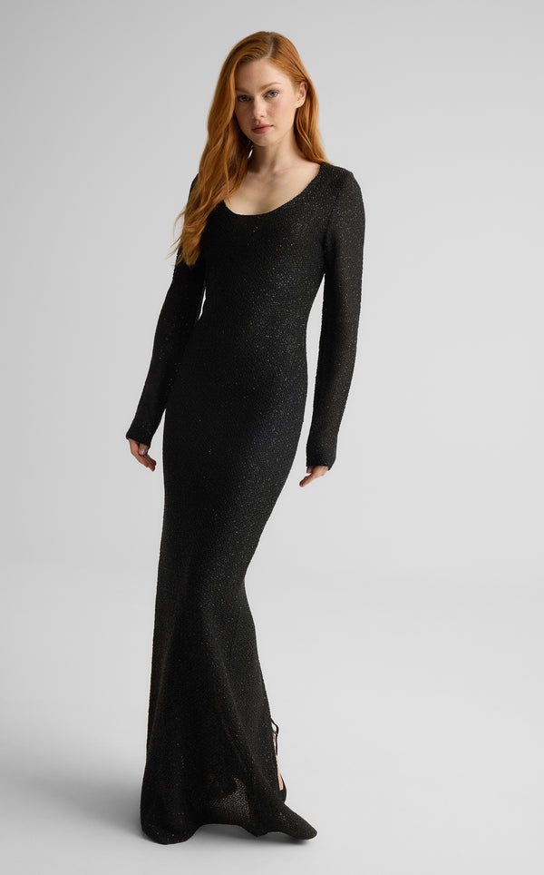 st. john Nicoline Gown in Stretch Sequin Knit BK00