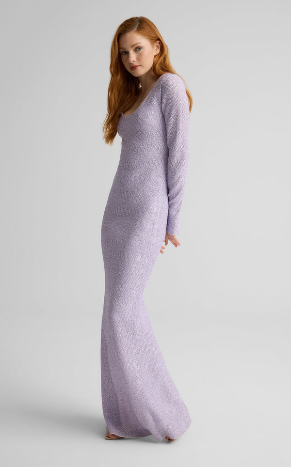 St. John Nicoline Gown In Stretch Sequin Knit HYCN