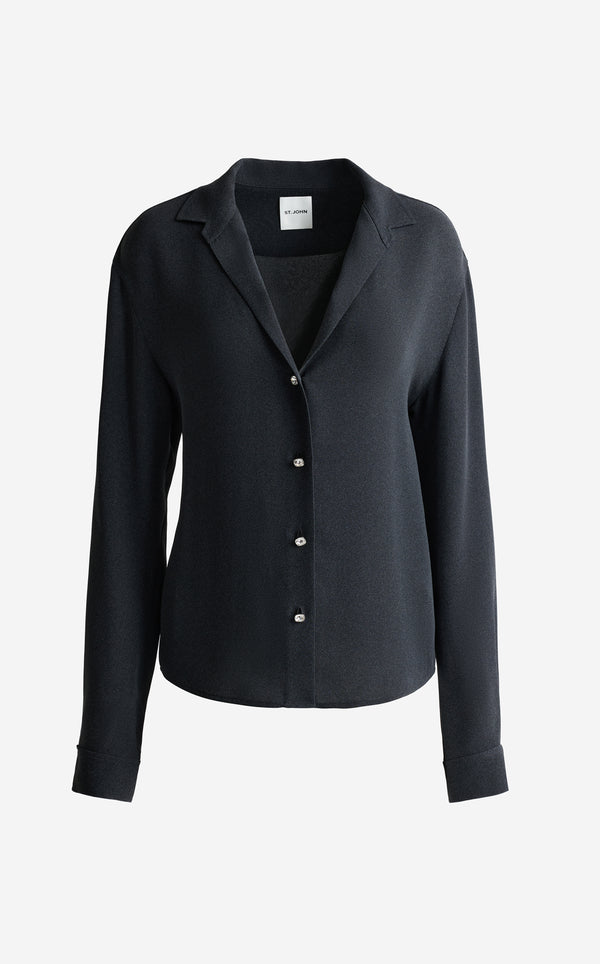 St. John Noel Blouse In Heathered Crepe DGMG