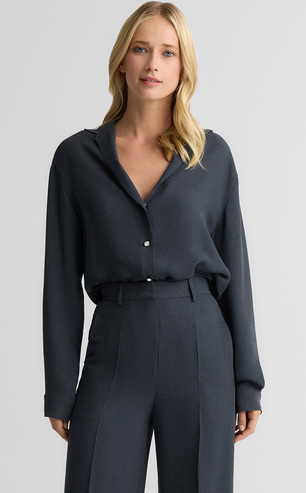 st. john Noel Blouse In Heathered Crepe DGMG