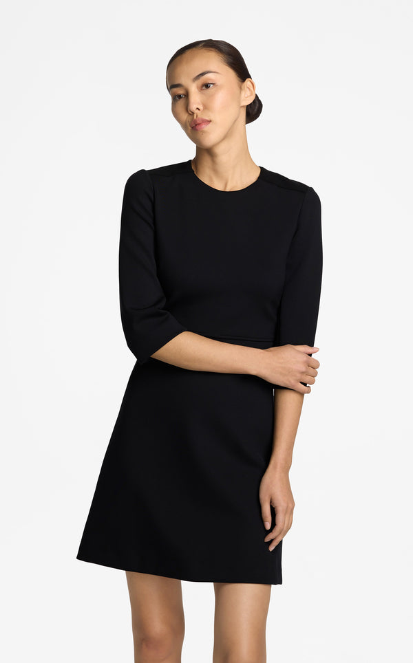 St. John Nylon Double Knit 3/4 Sleeve Dress BK00