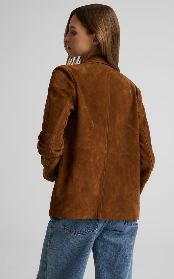 St. John Ojai Jacket In Suede TFBK