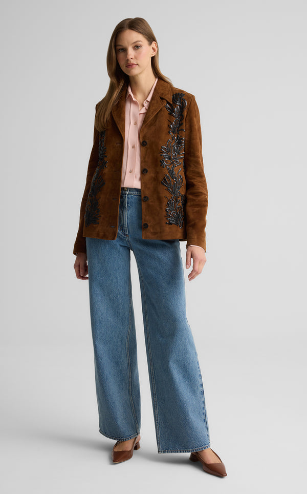 st. john Ojai Jacket in Suede TFBK