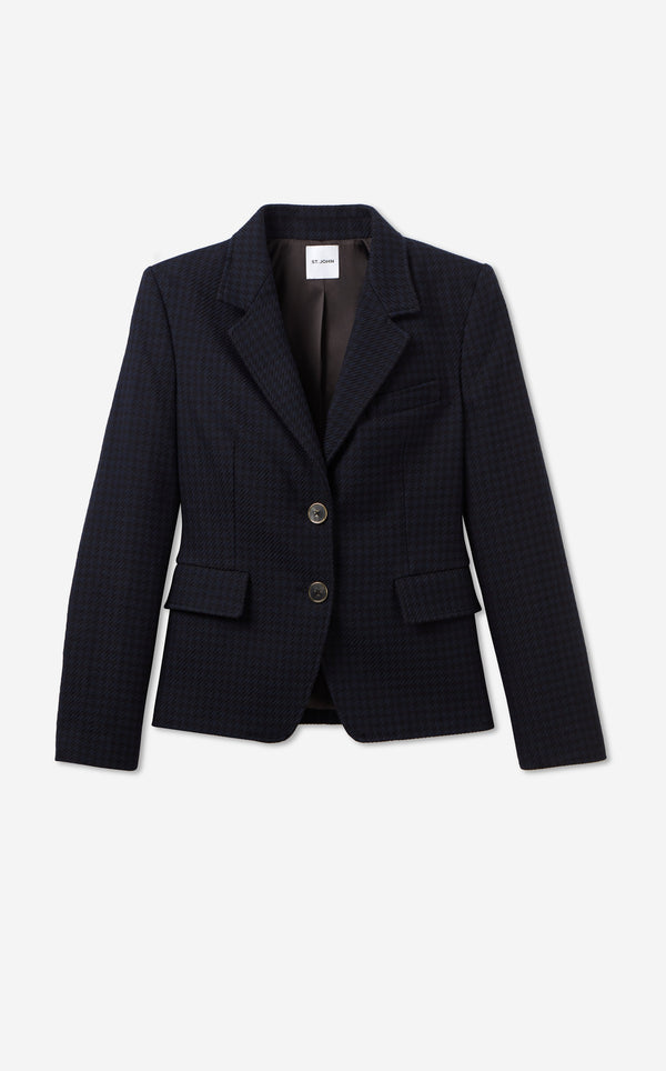 St. John Parker Jacket In Stretch Houndstooth BKNV