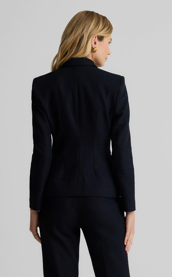 St. John Parker Jacket In Stretch Houndstooth BKNV