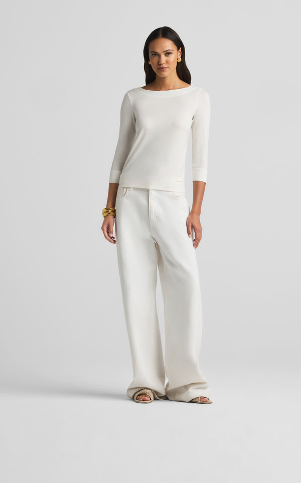 St. John Polished Jersey Boatneck Top IV00