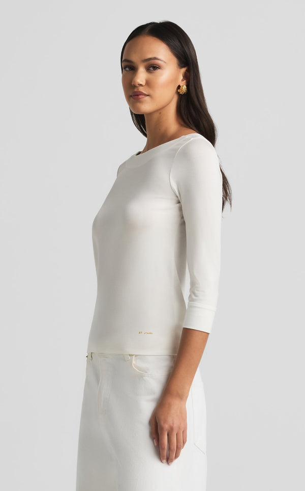 St. John Polished Jersey Boatneck Top IV00