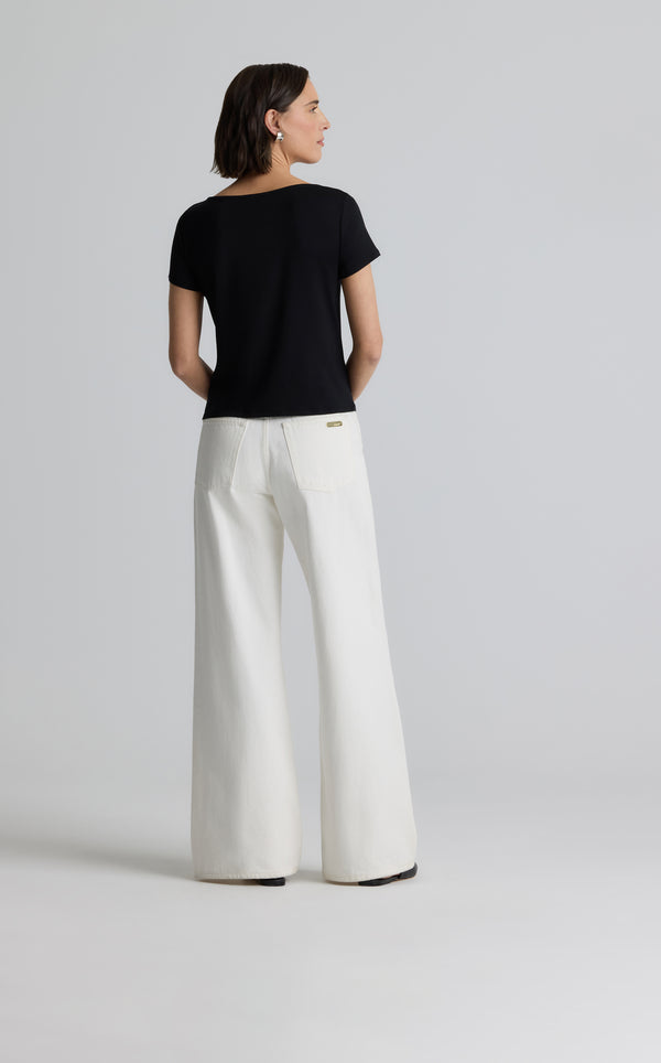 St. John Polished Jersey Cowl Neck Top BK00