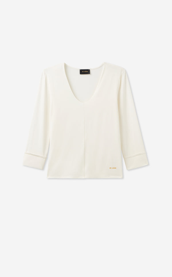 St. John Polished Jersey V-Neck Top IV00
