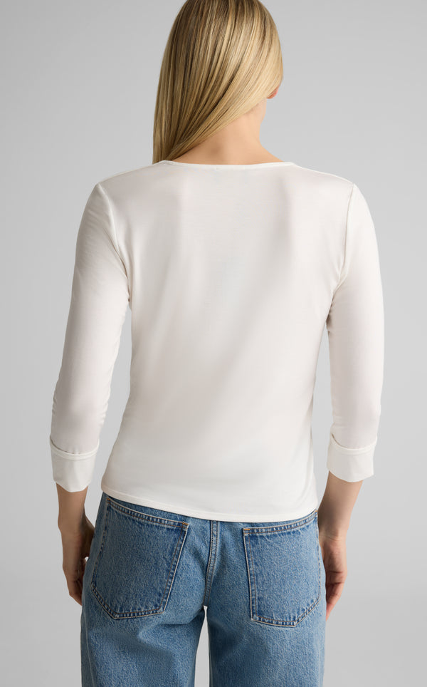 St. John Polished Jersey V-Neck Top IV00